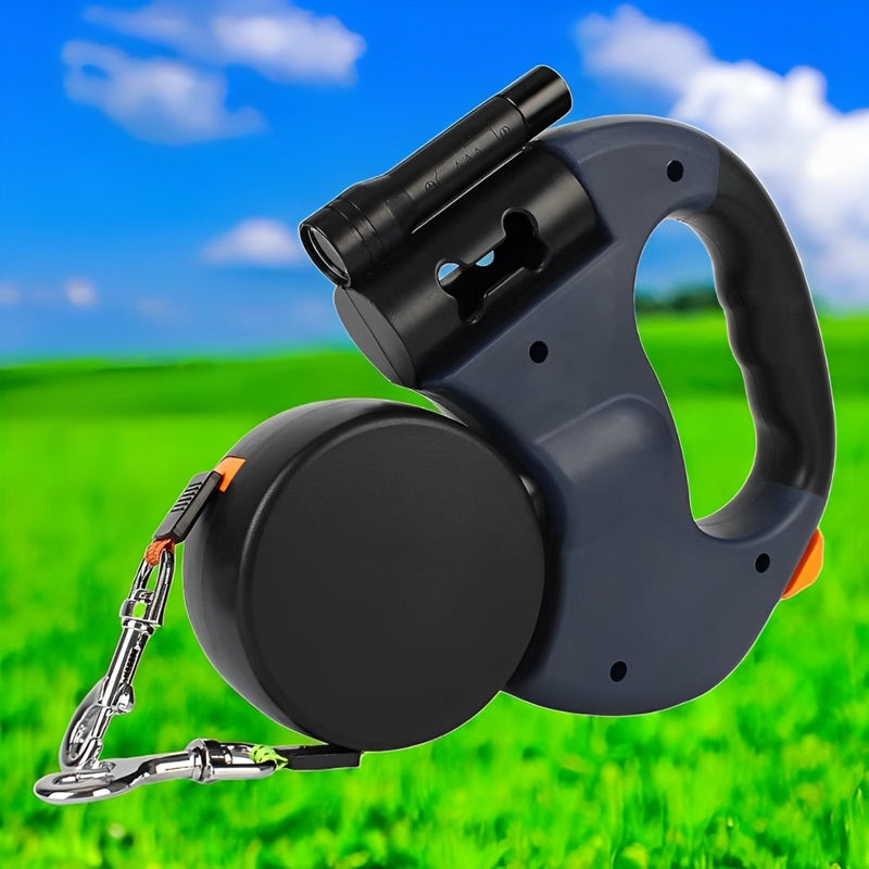 BowLift | 10FT Dual Retractable Dog Leash with Built-In Flashlight & Waste Bag Holder