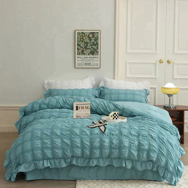 Icy Seersucker Summer Cool Quilt Lace 4-piece Set | Bowlift