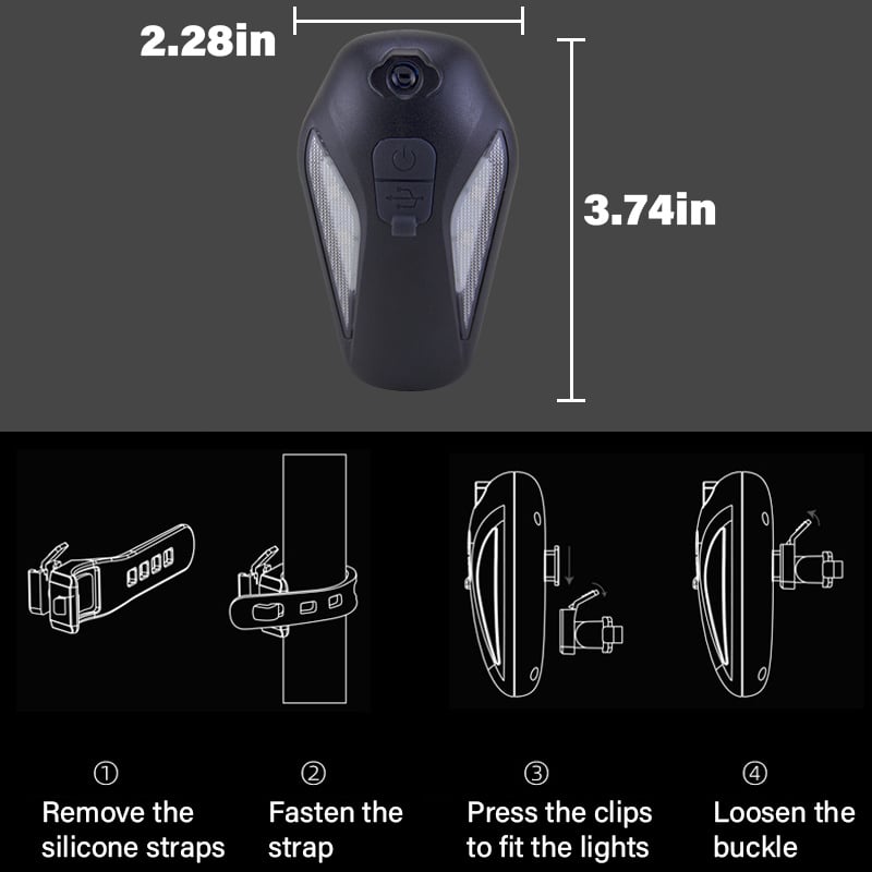 BowLift | Bicycle fender rear light — Waterproof LED safety light with projection (2 pieces)