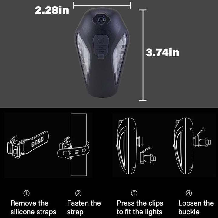 BowLift | Bicycle fender rear light — Waterproof LED safety light with projection (2 pieces)