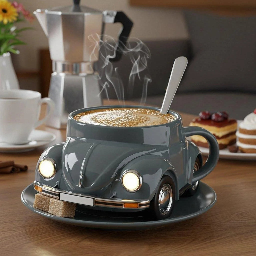 BowLift | RetroCar Ceramic Coffee Mug – Unique 3D Design for Coffee & Tea