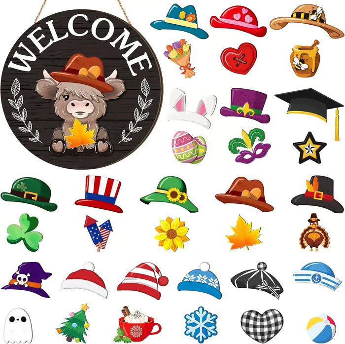 BowLift | The best Christmas decorationsInterchangeable welcome sign with wooden gnome