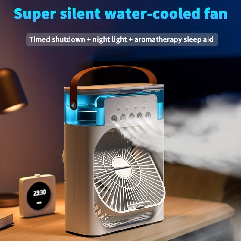1pc Portable Air Conditioner, Household Small Air Cooler, Hydrocooling Fan, Portable Air Adjustment For Office, 3 Speed Air Cooling Fan Humidifier, 5pcs Humidified Spray Heads For Home Appliances | Bowlift
