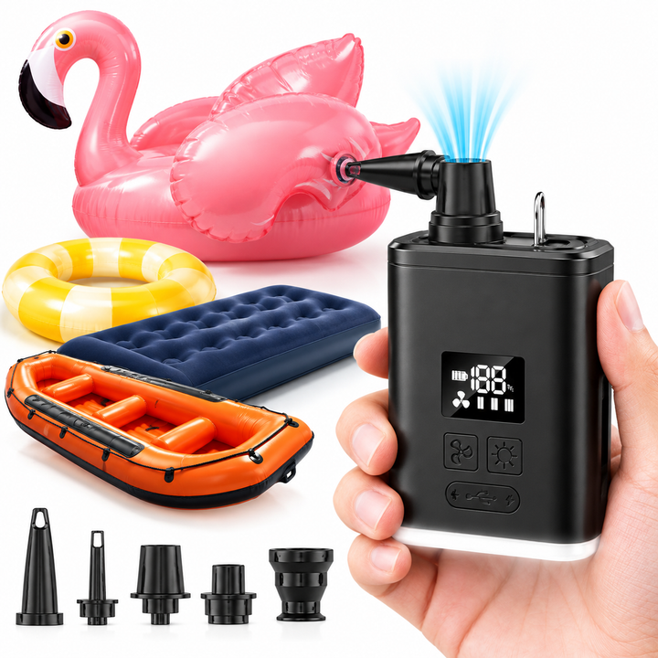Portable Mini Electric Air Pump Inflator Deflator with Multi-Nozzle Kit Bowlift