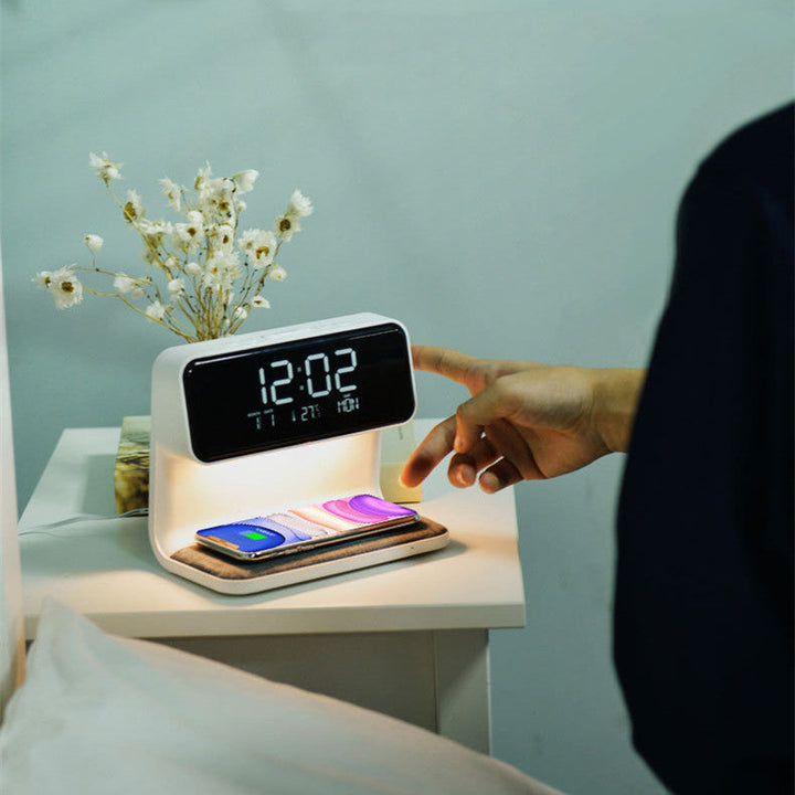 BowLift | 3 In 1 Bedside Lamp with Wireless Charger LCD Alarm Clock and Dimmable LED