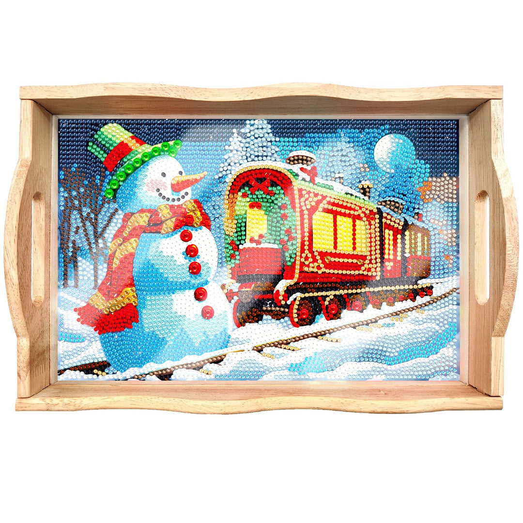 BowLift | DIY Diamond Painting Wooden Tray Food Tray with Handle Living Room Decoration Mandala Wooden Tray Kit
