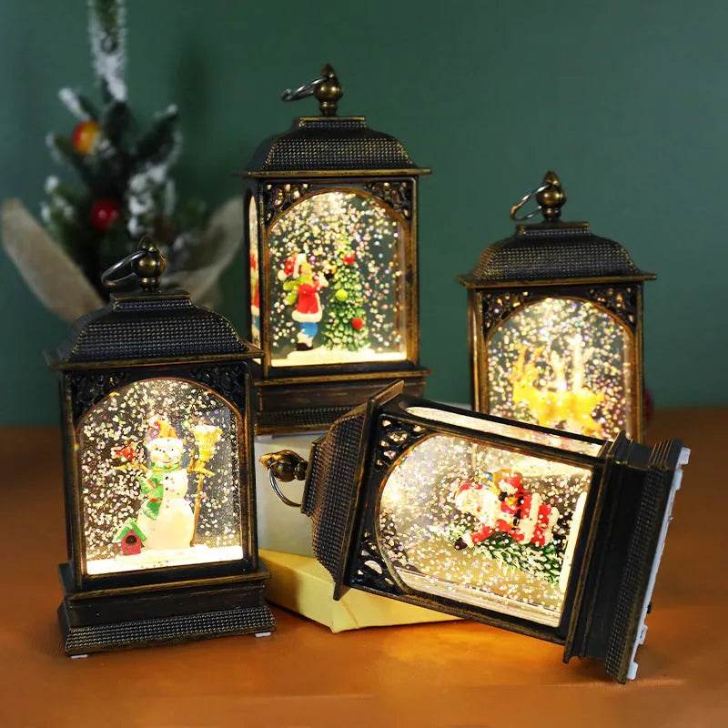 BowLift | Christmas Decoration Luminous Water Injection Flat Storm Lantern Desktop Decoration