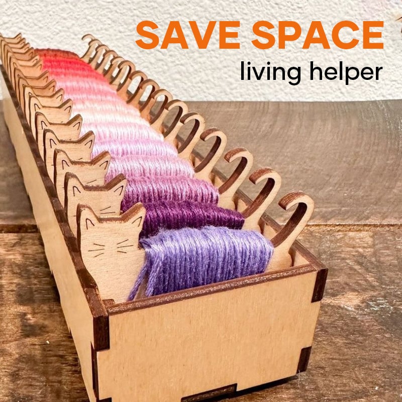 BowLift | Embroidery Thread Organizer | Wooden Bunny Bobbin Set | 16-Piece | Storage Corral Included