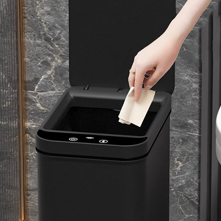 Set of 2 Smart Sensor Trash Bins – Touchless and Compact (Black) | Bowlift