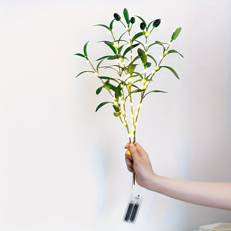 LumiTak – Elegant Olive Branch LED Table Lamp Bowlift