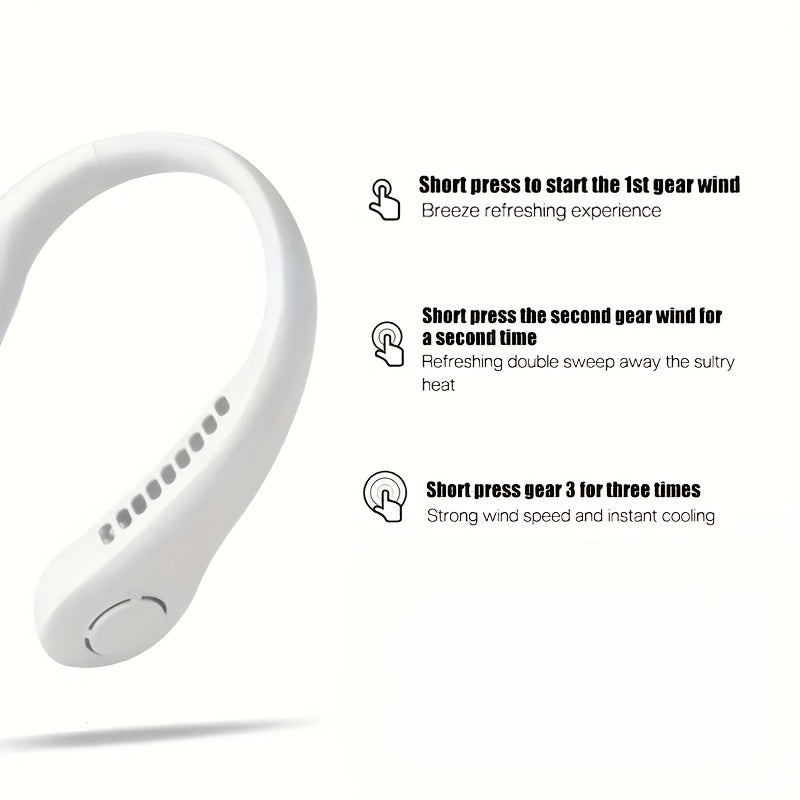 1Pc New Mini Neck Fan Portable Bladeless Hanging Neck Rechargeable Air Cooler 3 Speed Mini Summer Sports Fans | Bowlift