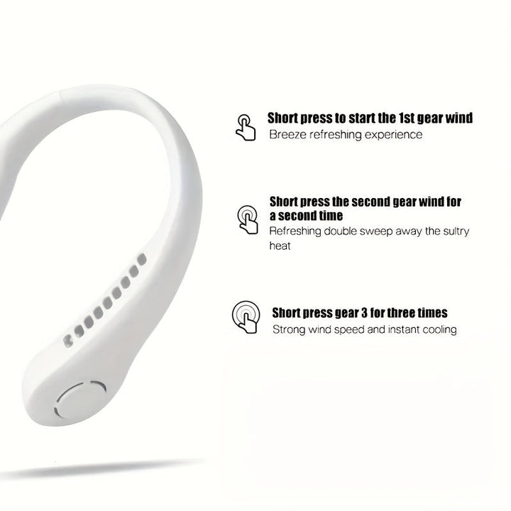 1Pc New Mini Neck Fan Portable Bladeless Hanging Neck Rechargeable Air Cooler 3 Speed Mini Summer Sports Fans | Bowlift