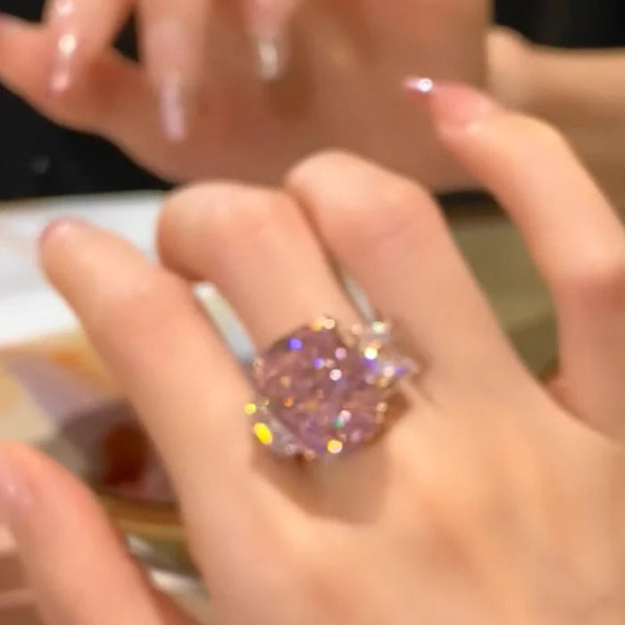 BowLift | Three Stone Brilliant Cut Pink Ring