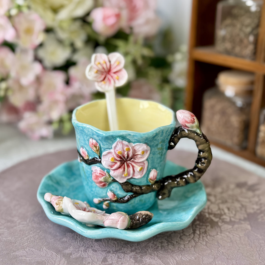 ArtSip Ceramic Cup & Saucer Set – Hand-painted 3D Design inspired by Van Gogh | Bowlift