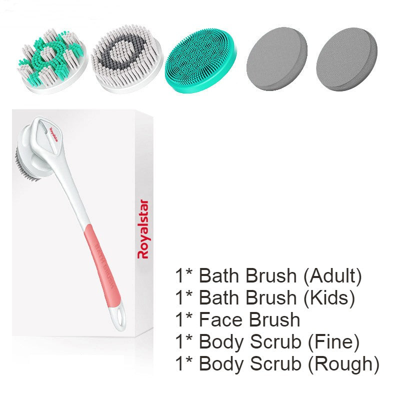 BowLift | All-in-One Rechargeable Body Brush Set, with 7 Replaceable Heads & Long Handle for Body, Face, Foot, Adult & Kids