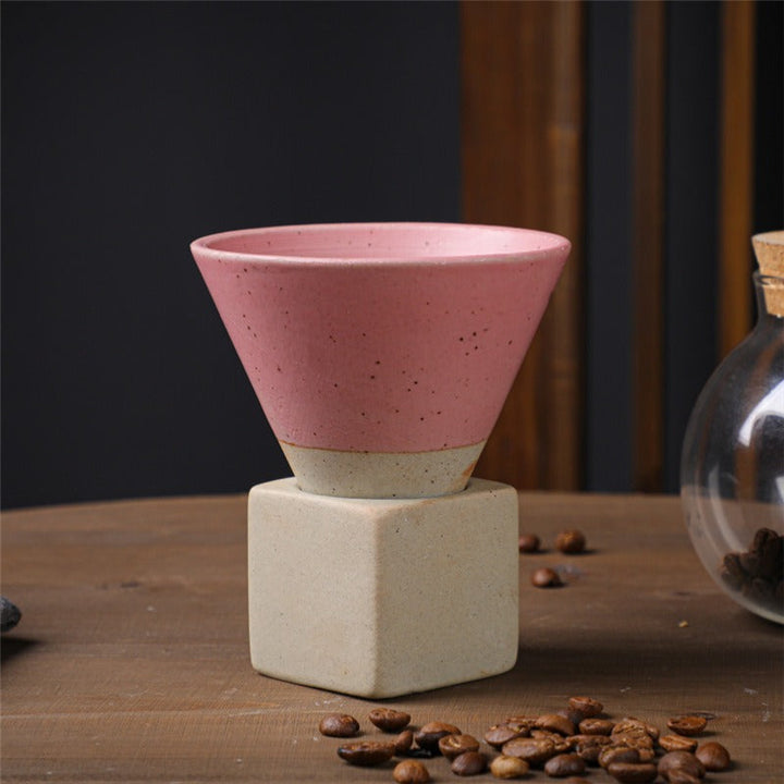 Coarse Pottery Coffee Mug with Base Conical Couture Cup & Base Set | Bowlift