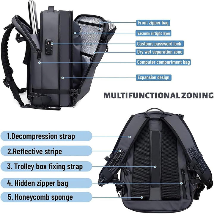 Expandable Compression Travel Backpack with Anti-Theft Lock & Wet Compartment | Bowlift