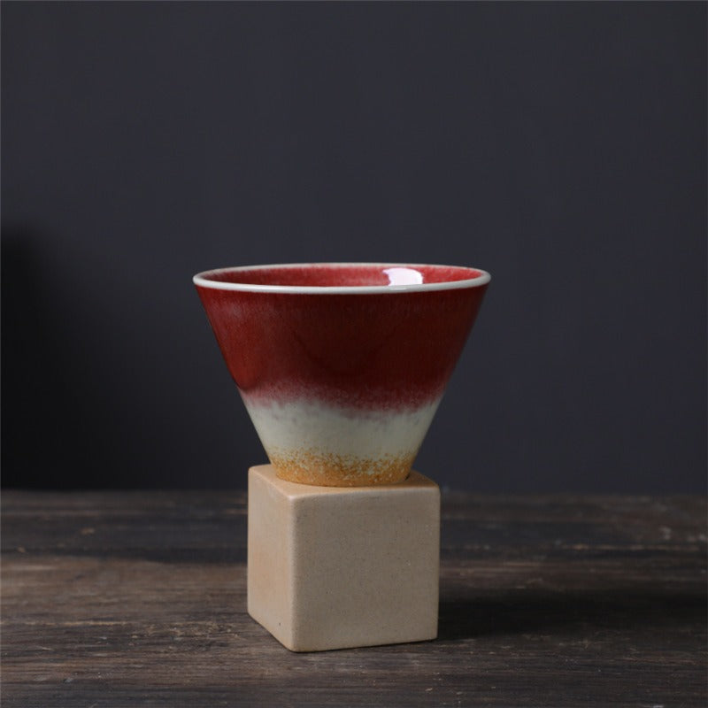 Coarse Pottery Coffee Mug with Base Conical Couture Cup & Base Set | Bowlift