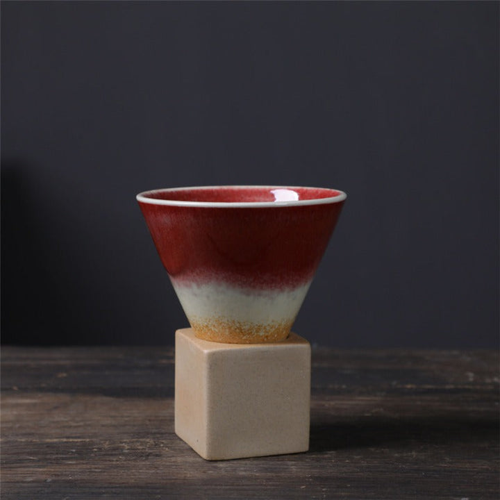 Coarse Pottery Coffee Mug with Base Conical Couture Cup & Base Set | Bowlift