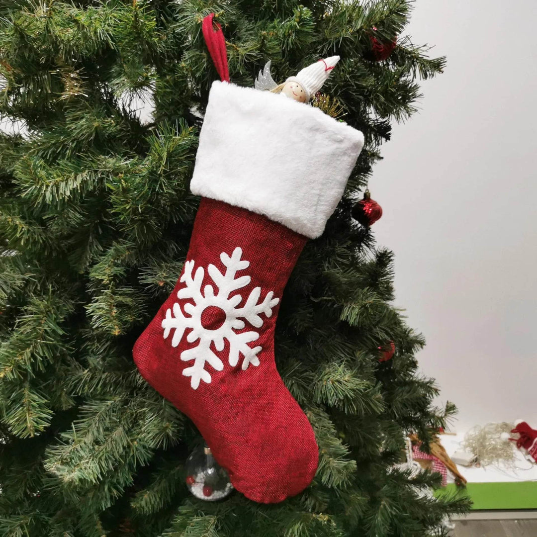 BowLift | Christmas Stockings Gift Bag Red Hemp Elk Embroidery Christmas Stockings Gift Pendant