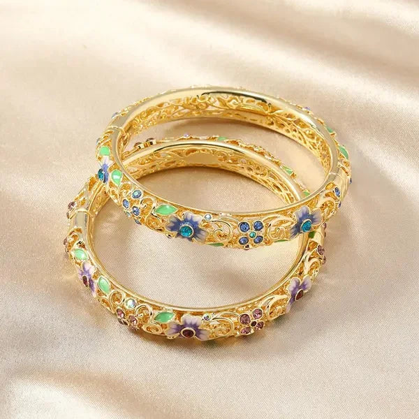 BowLift | 14k Diamond Accented Floral Bangles