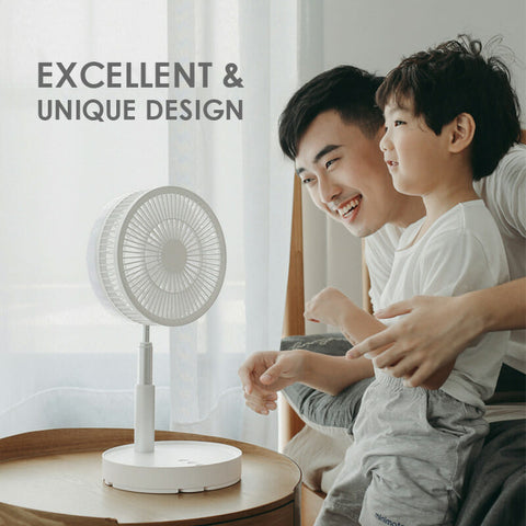 Rechargeable, foldable USB telescope fan – quiet, 180° adjustable, 4 speed levels, portable ✨ | Bowlift