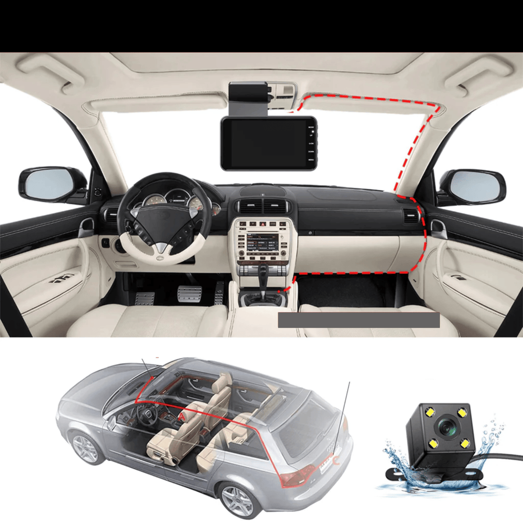 BowLift |  Dashcam with two lenses, 1080P HD and night vision - 170° wide angle