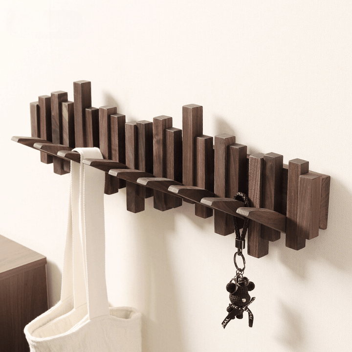 Wooden Wall Coat Rack with Foldable Hooks and Minimalist Design | Bowlift