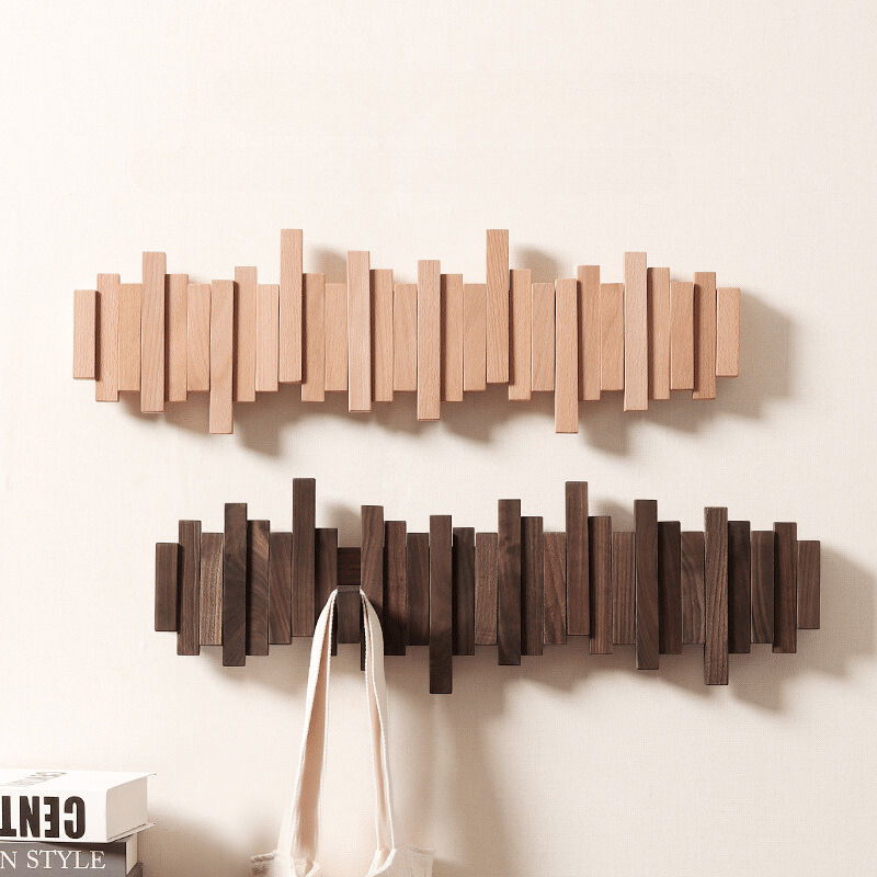 Wooden Wall Coat Rack with Foldable Hooks and Minimalist Design | Bowlift