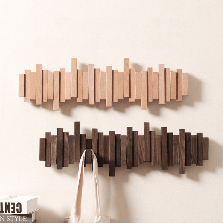 Wooden Wall Coat Rack with Foldable Hooks and Minimalist Design | Bowlift