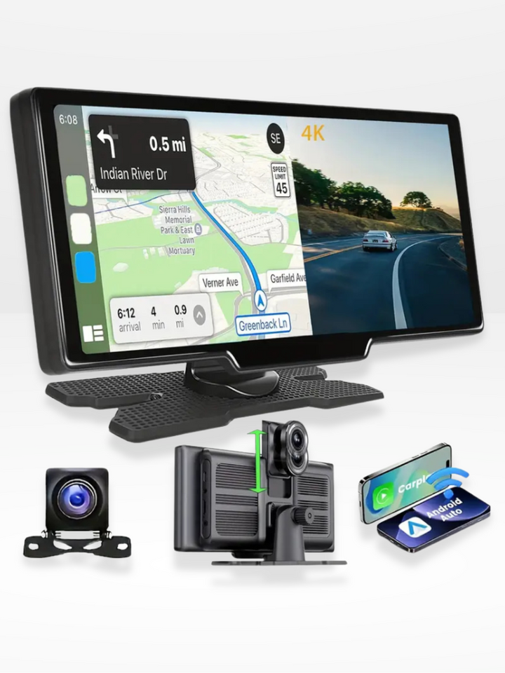 BowLift | Wireless CarPlay Screen with Built-in 4K Dashcam & Optional Rear Camera – 10.26" IPS Display