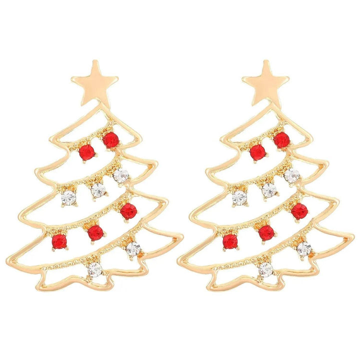 BowLift | Christmas Earrings With Christmas Tree Colorful Zircon Christmas Tree Earrings  For Women Personality Earrings Party Jewelry Christmas Gift