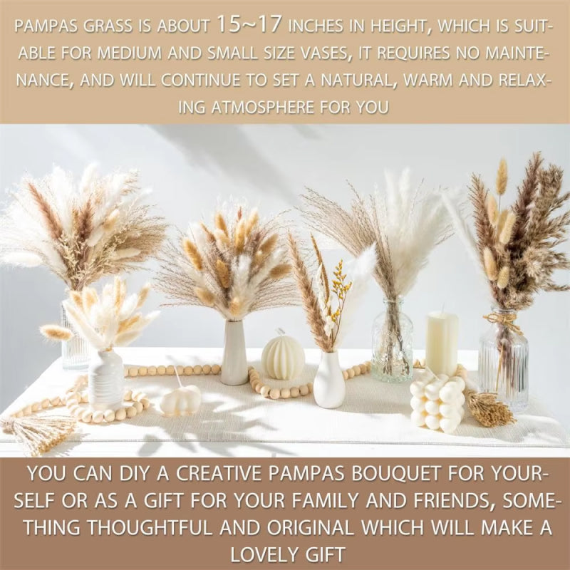 BowLift | 105pcs Natural Dried Flowers Pampas Grass Bouquet