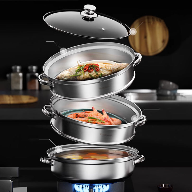 BowLift | NutriSteam | 3-Tier Stainless Steel Steamer – Healthy Cooking Made Easy