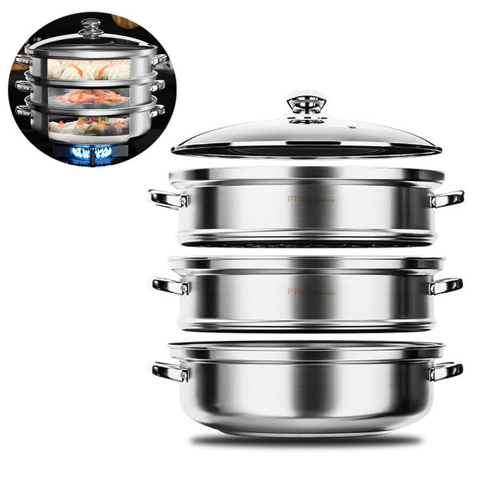 BowLift | NutriSteam | 3-Tier Stainless Steel Steamer – Healthy Cooking Made Easy