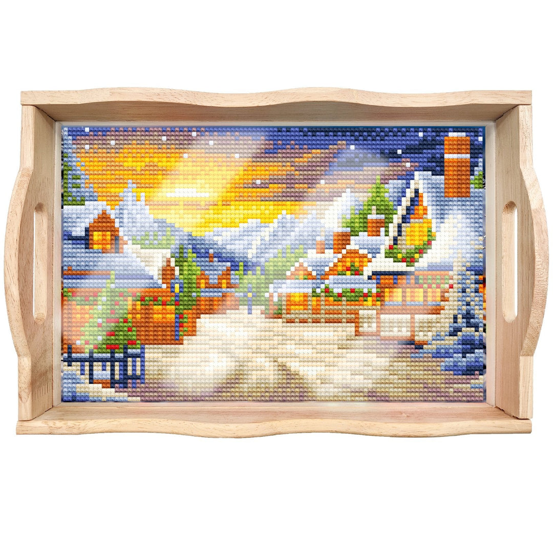 BowLift | DIY Diamond Painting Wooden Tray Food Tray with Handle Living Room Decoration Mandala Wooden Tray Kit
