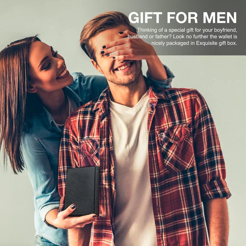 BowLift | Men’s Slim RFID Wallet | Leather Card Holder | Black