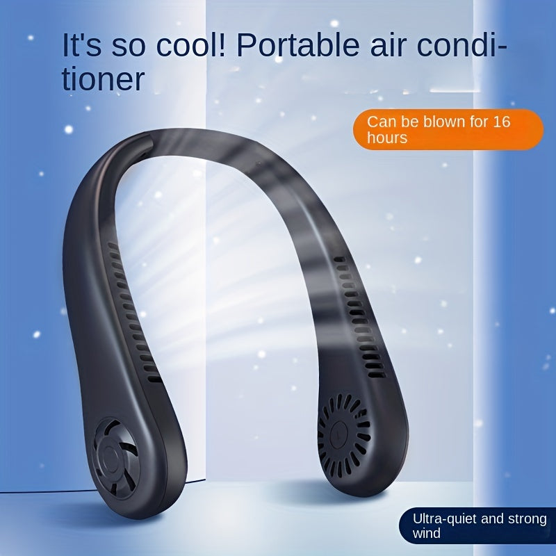 1pc Hands-Free Portable Neck Fan - Rechargeable, Leafless, and USB Powered - Perfect for Desk and Travel Use | Bowlift