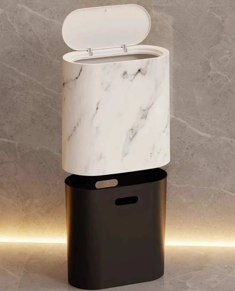 Nordic Marble Design Trash Can Bowlift