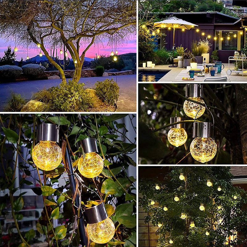 BowLift | Multicolor Crackle Glass Hanging Solar Light