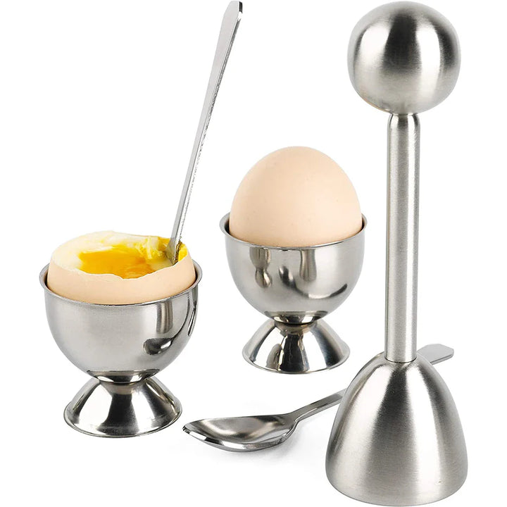 Egg Cracker Topper Set Stainless Steel Soft Hard Boiled Egg Opener Kit | Bowlift