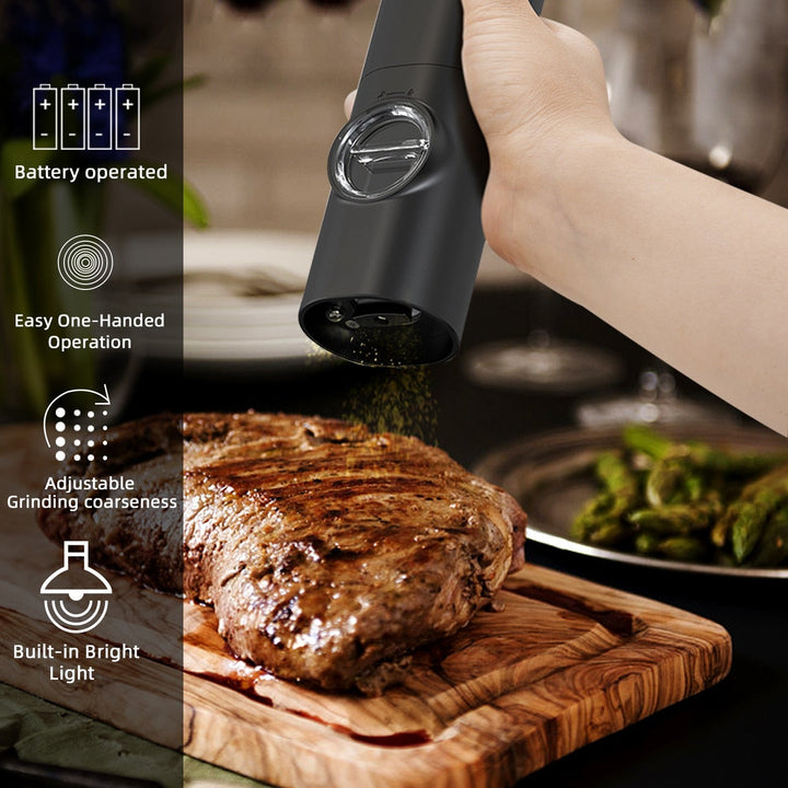 Electric Automatic Mill Pepper And Salt Grinder With LED Light | Bowlift