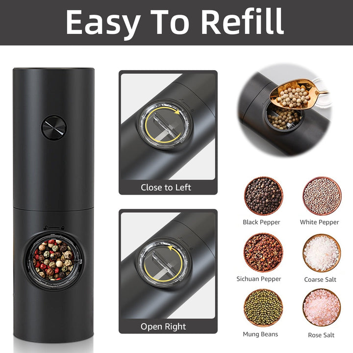 Electric Automatic Mill Pepper And Salt Grinder With LED Light | Bowlift