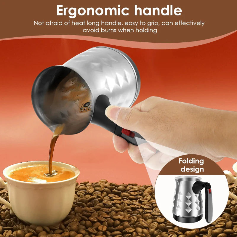 Electric Coffee Pot Stainless Steel Espresso Maker with Folding Handle | Bowlift