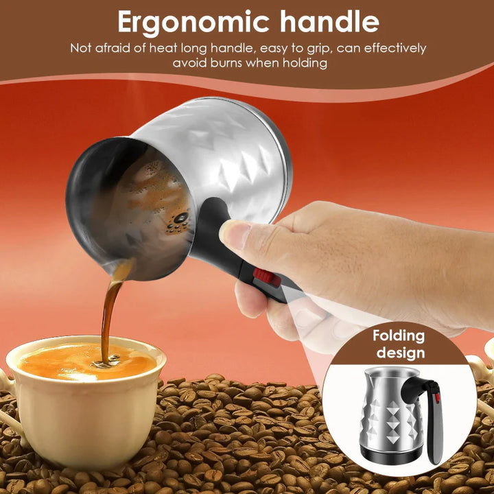 Electric Coffee Pot Stainless Steel Espresso Maker with Folding Handle | Bowlift