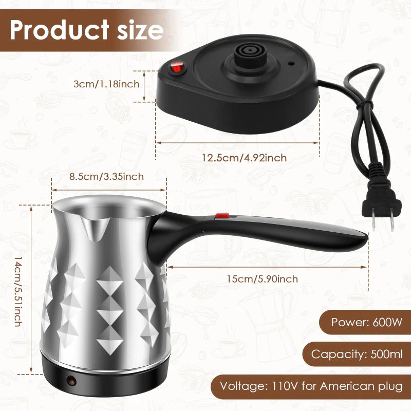 Electric Coffee Pot Stainless Steel Espresso Maker with Folding Handle | Bowlift