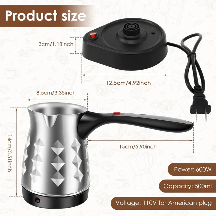 Electric Coffee Pot Stainless Steel Espresso Maker with Folding Handle | Bowlift
