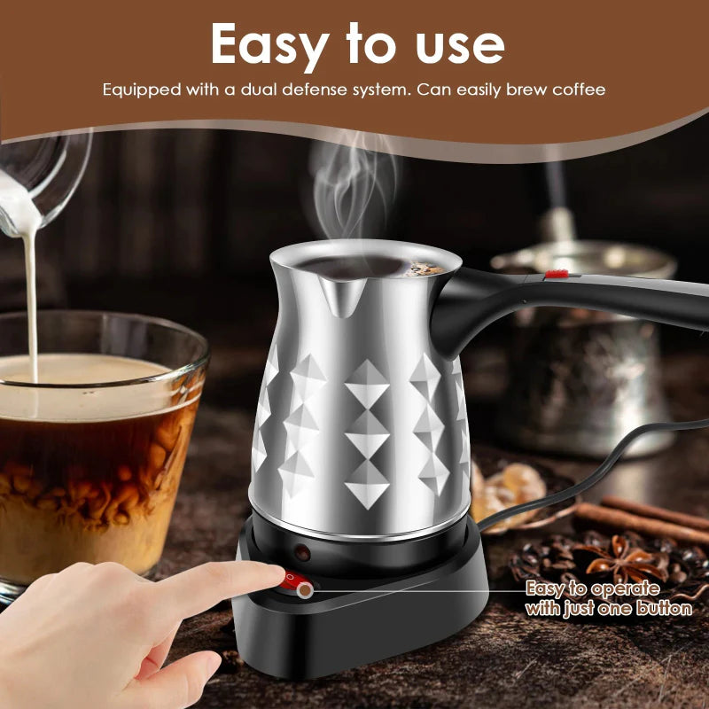 Electric Coffee Pot Stainless Steel Espresso Maker with Folding Handle | Bowlift