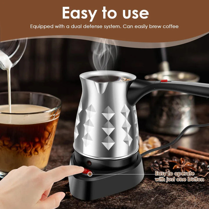 Electric Coffee Pot Stainless Steel Espresso Maker with Folding Handle | Bowlift