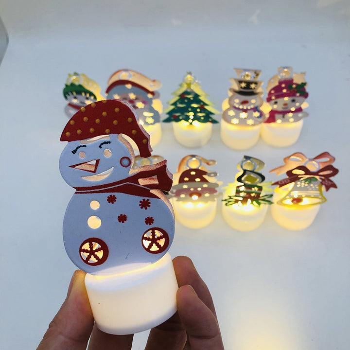 BowLift | Electronic LED Christmas Candle Lamps - Set of 10 – Adorable Santa, Snowman & Tree Night Lights for Festive Home, Party, & Garden Décor
